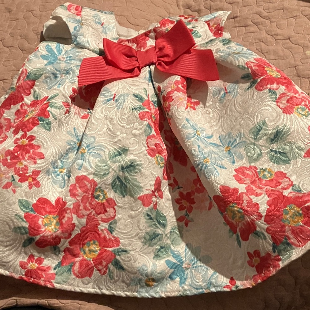Bonnie Baby Floral Dress with Red Bow